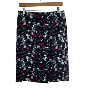 Talbots Multicolor Dark Abstract Pencil Skirt Size 6 Career Business Casual Zip
